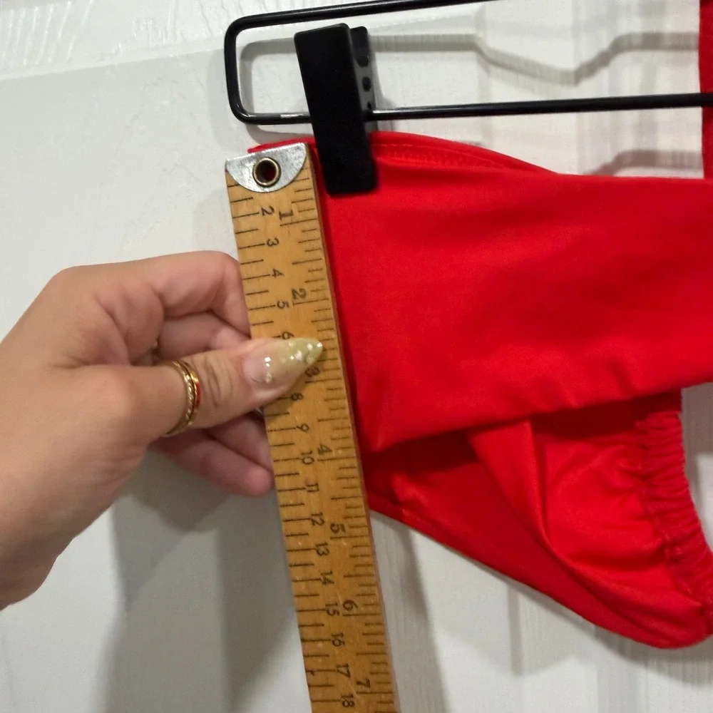 SKIMS Red Cutout Halter Bandeau Swim Top Size Large L/G/G
